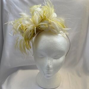 Vintage Yellow and Off White Jacques Vert Feather Fascinator